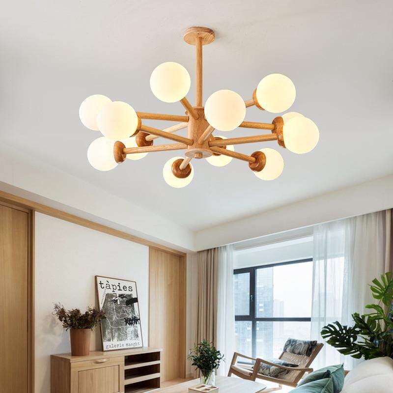 北欧原木led日式吊灯简约现代客厅灯家用餐厅灯卧室灯木艺灯具