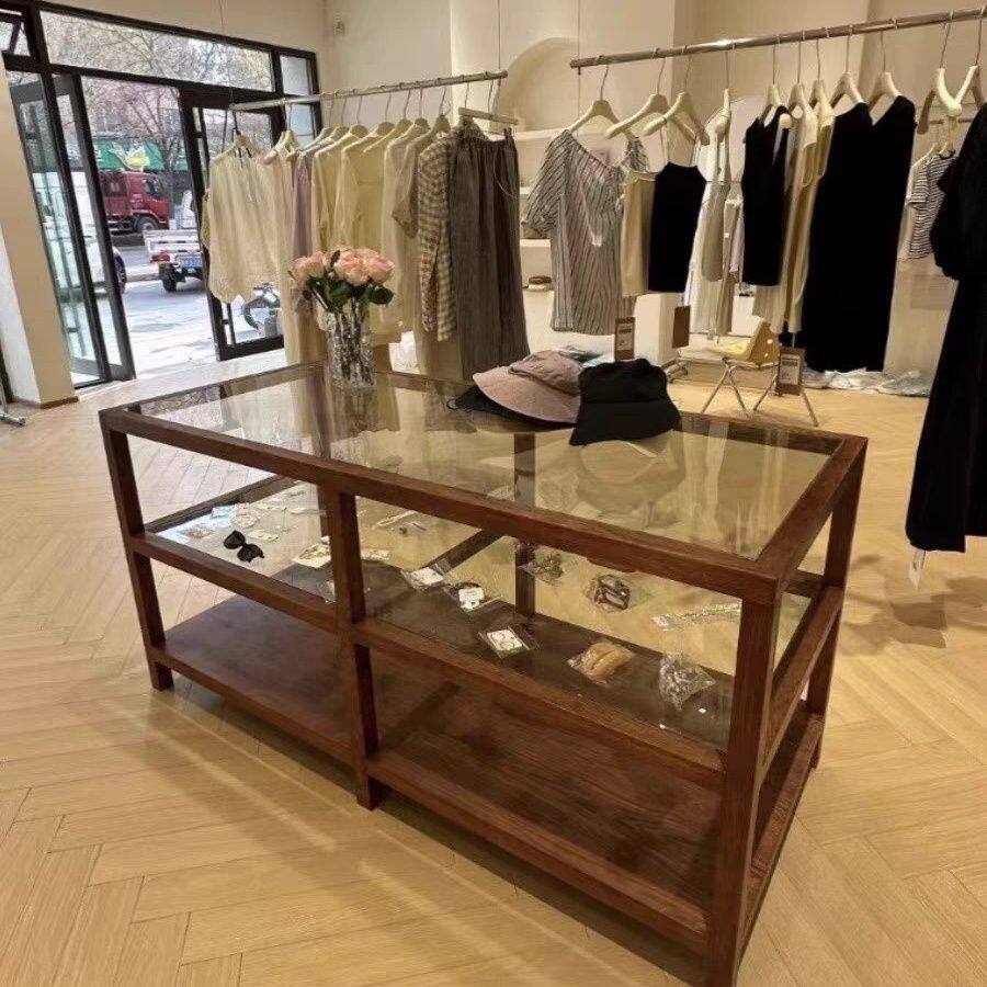 服装店中岛吧台流水玻璃展示柜女装陈列摆件展示台陈列柜展示柜架