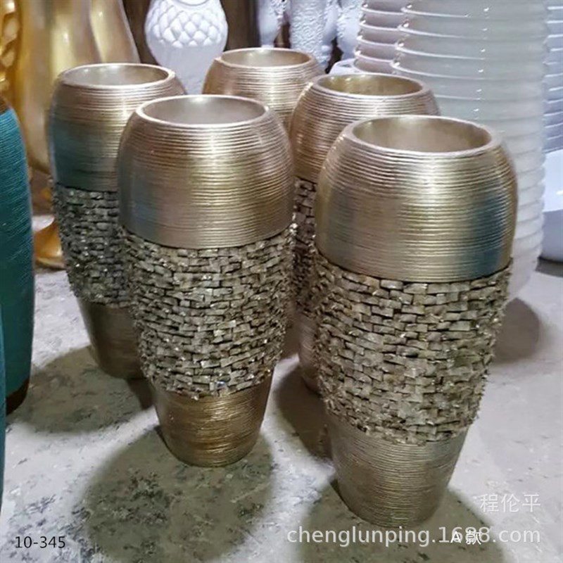圆形牙齿贝牛筋贝直筒玻璃钢落地大花瓶插花花器客厅酒Y店装饰摆