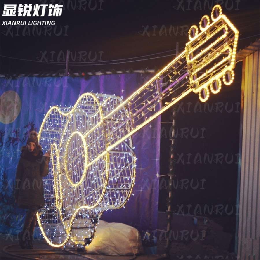 发光小提琴圣诞工艺品LED乐器模型造型灯雕塑装置音乐装饰造型灯