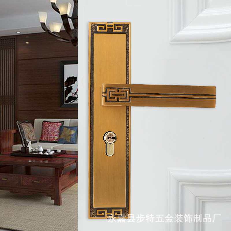 门锁室内卧室锁具新中式房门锁静音门把手通用型实木门锁执手锁具
