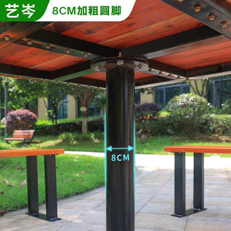 户外防腐木套桌小区架空层棋牌桌椅景区社区室外休闲一桌四椅组合