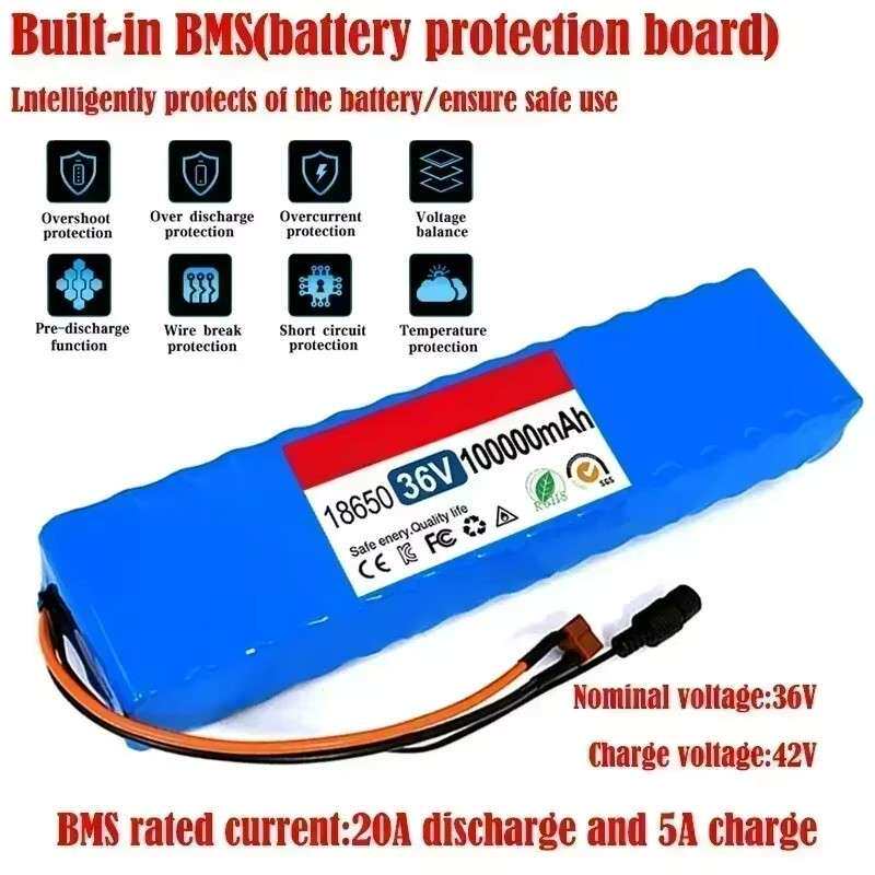 10S3P 36V 100000mAh 36V电动滑板车电池组18650锂M365锂离子电池