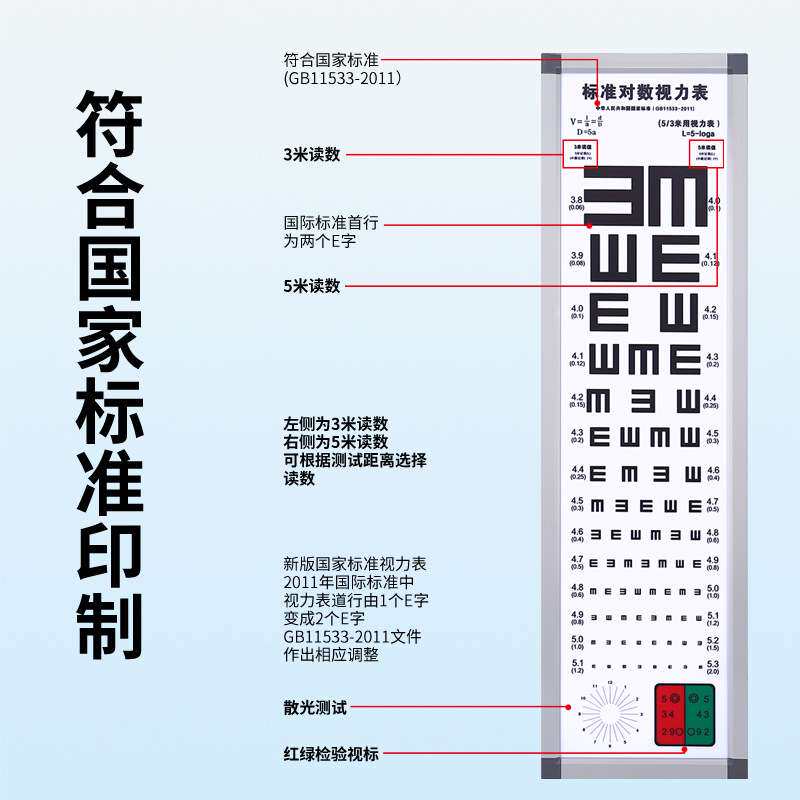 标准铝合金视力表灯箱对数视力表2.5米成人儿童LED测视力表5米