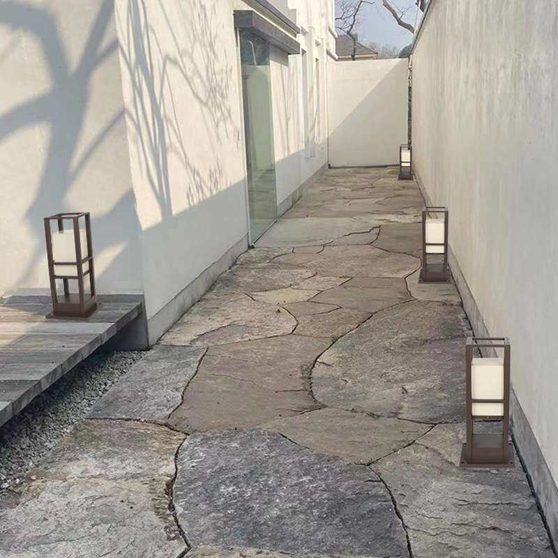草坪灯镀锌方管仿云石灯罩柱头灯中式别墅花园小区广场灯庭院灯