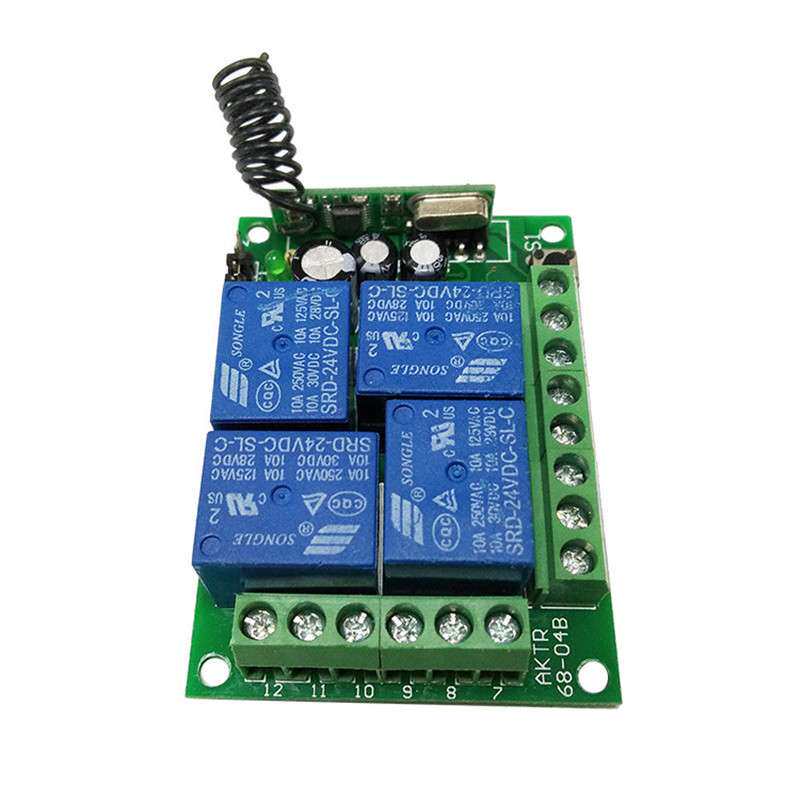 大功率远距离4键遥控学习型DC12V24V四路灯具电机交叉继电控制器