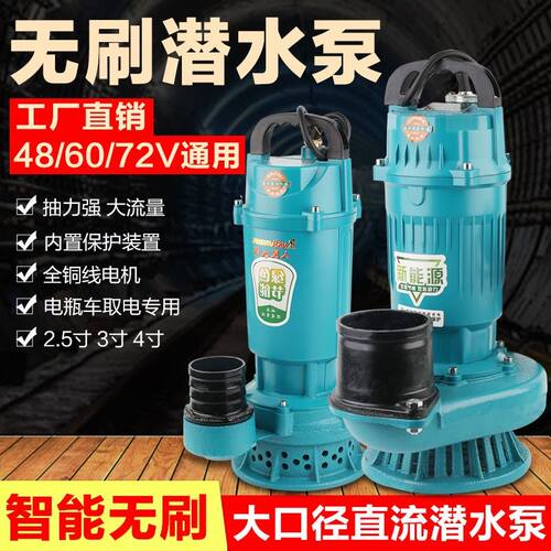 电动车直流潜水泵无刷直流泵电瓶抽水机农用灌溉大流量2.5寸3寸4