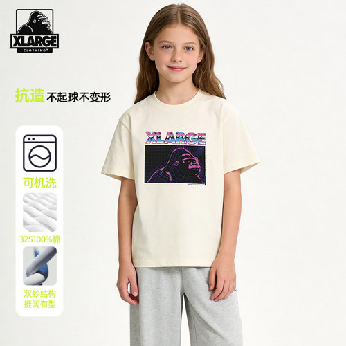 XLARGE儿童重磅纯棉圆领短袖T恤
