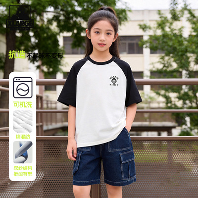 XLARGE童装T恤圆领插肩袖上衣