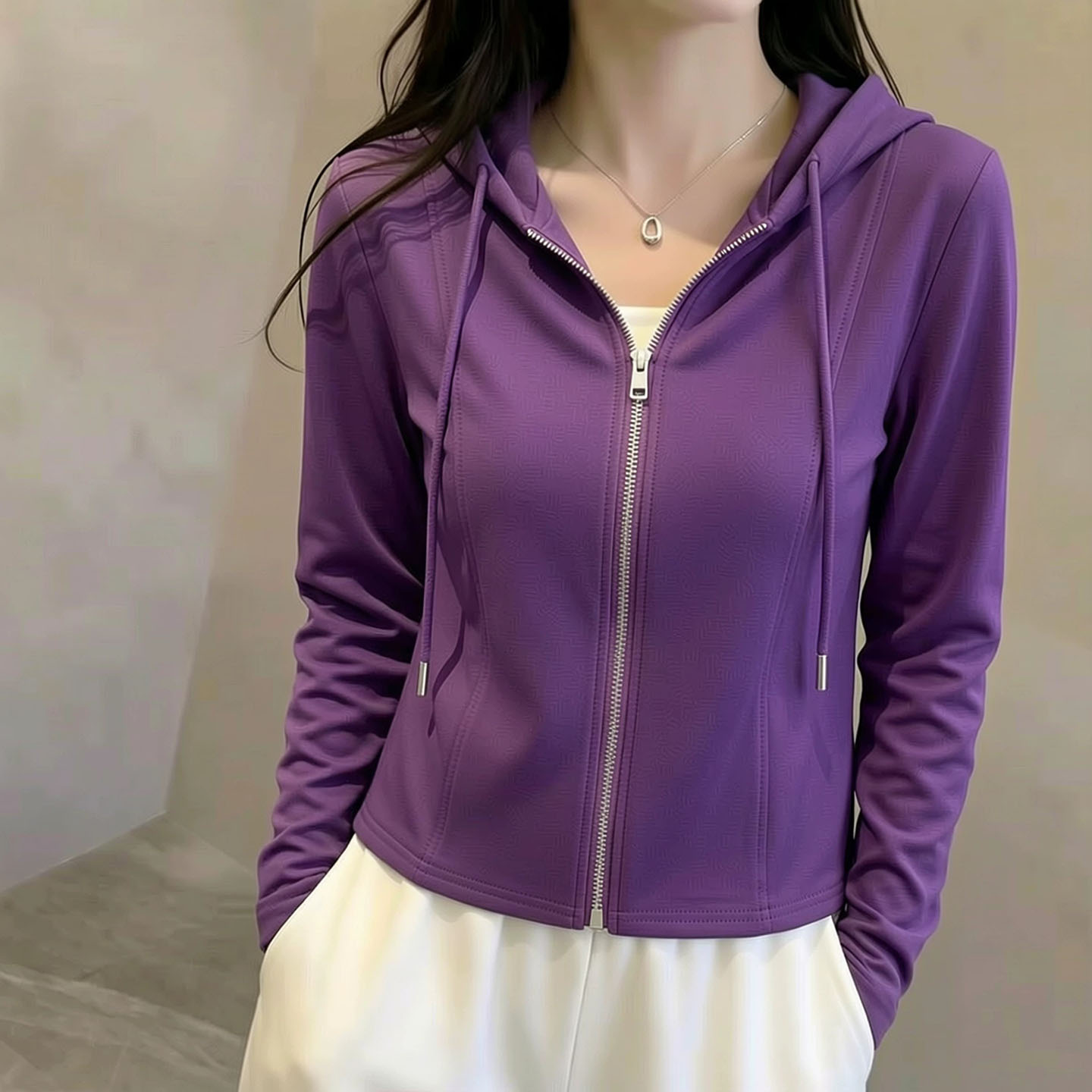 长袖连帽拉链卫衣女装2026新款休闲衣服开衫棒球服上衣外搭短外套图片