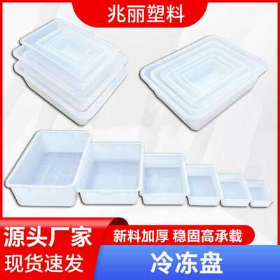 加厚塑料冷冻盘 白色冰盘长方形海鲜盘 冰库厨房菜品收纳白盆