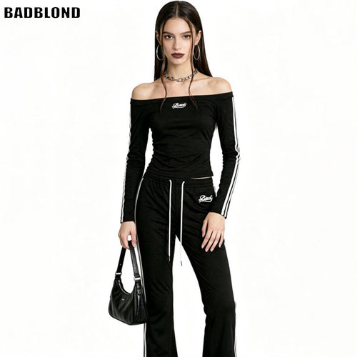badblond美式辣妹露肩两件套