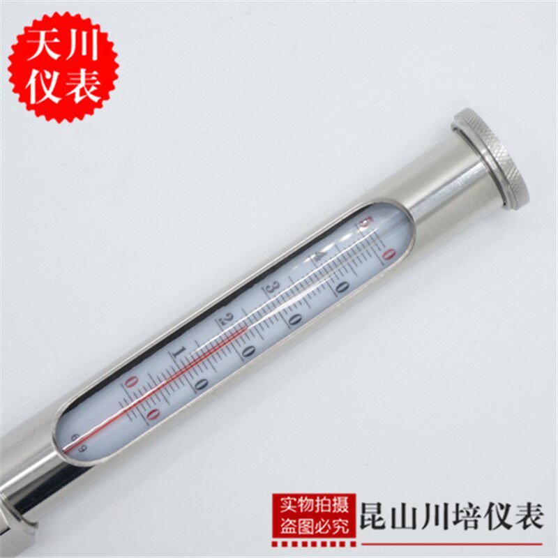 上海天川仪表全不锈钢角式金属套温度计90度4分牙0-50,100度水温
