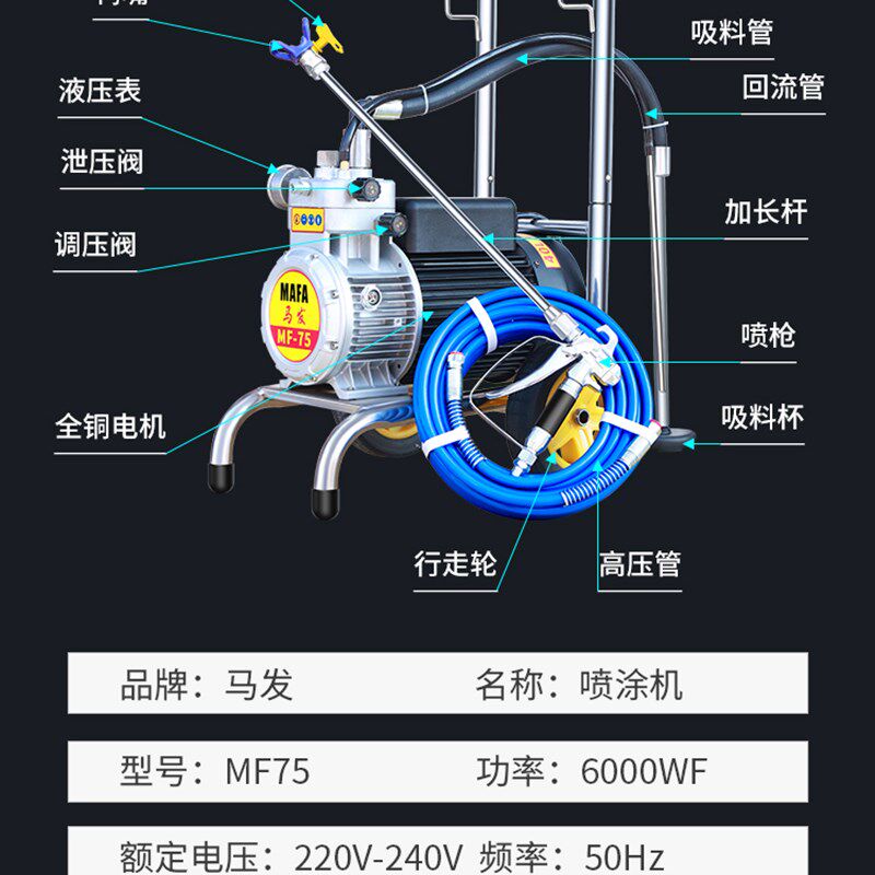 马发乳胶漆喷涂机全自动电动高压无气大功率油漆涂料喷漆机器正品
