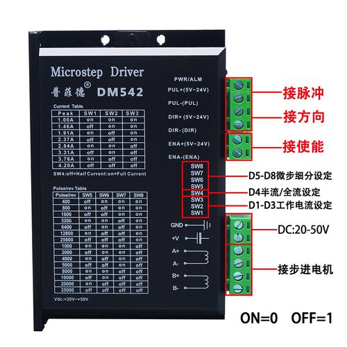 86步进马达套装4.5N步进马达86BYG250B长80MM步进马达驱动器DM542
