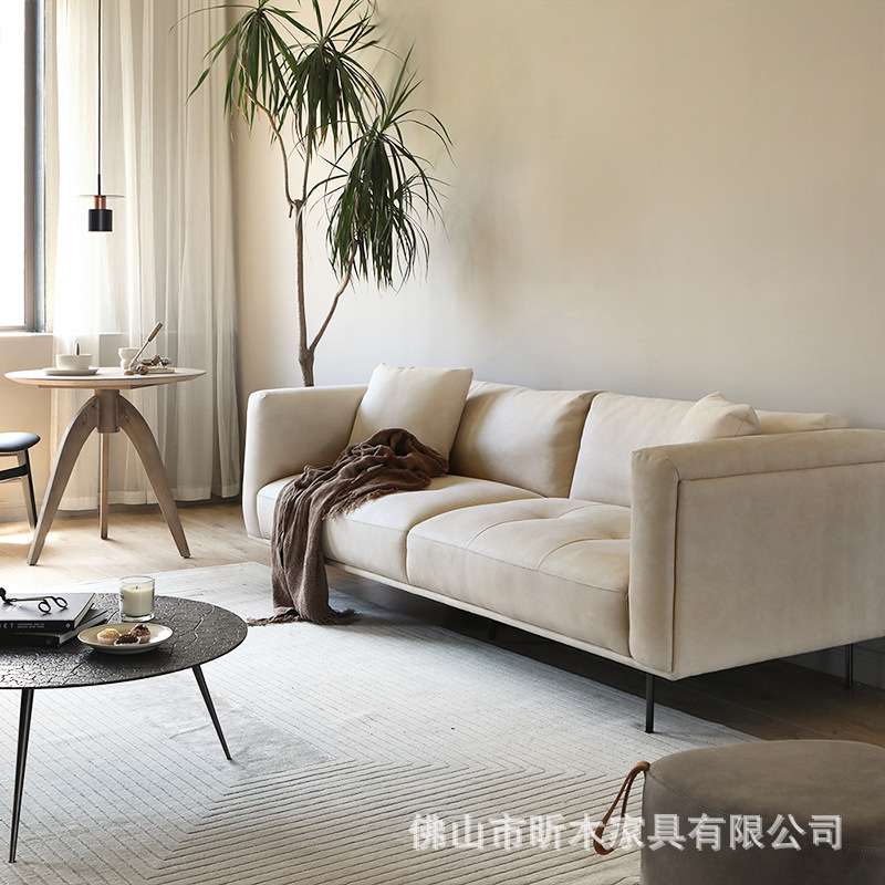 北欧表情CHEL科技布沙发现代简约意式布艺三人位小户型客厅褐灰色