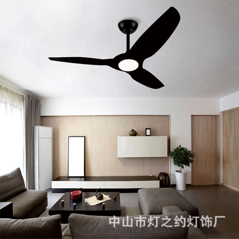 静音吊扇灯现代简约餐厅家用客厅卧室一体吊灯大风力工业电风扇灯
