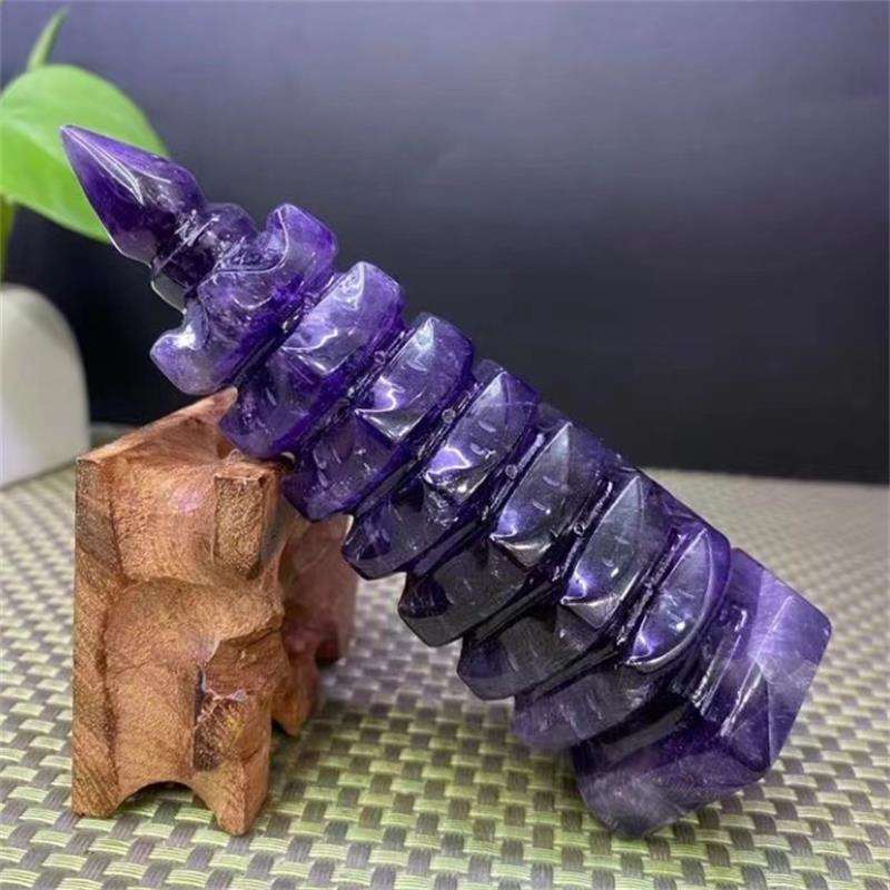 矿宝紫水晶九层文昌塔摆件 紫水晶原石原矿水晶 玄关卧室客厅摆件