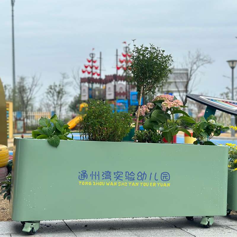 移动花箱带万向轮圆角铁艺金属花槽花园不锈钢创意成品花架厂家