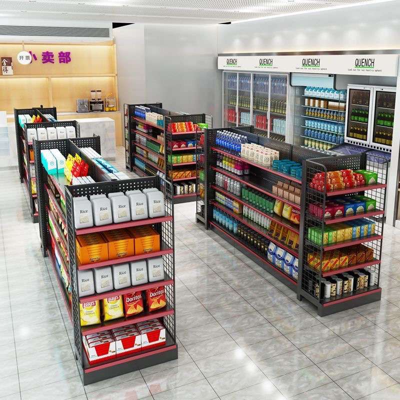 加厚便利店货架超市展示架小卖部多层置物架中岛架双面端头架
