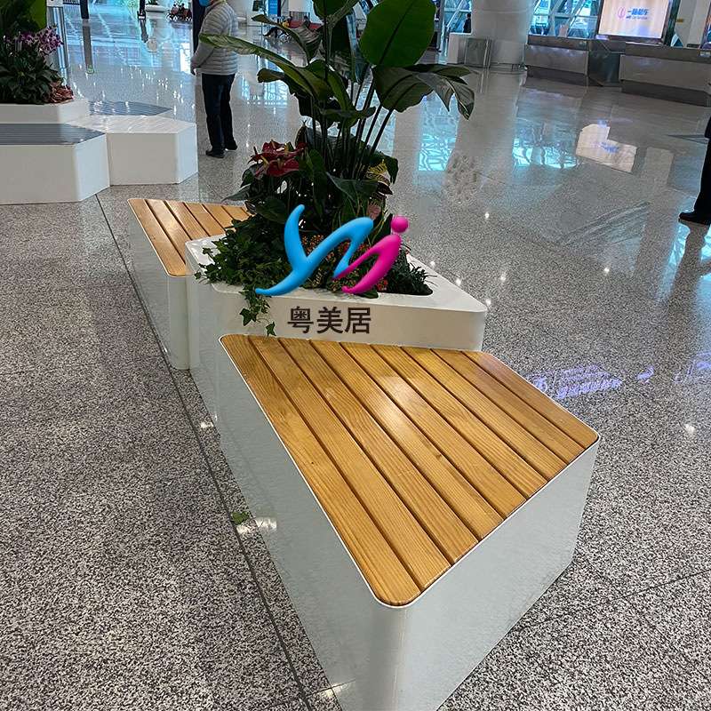 玻璃钢休闲座椅商场户外美陈休息坐凳花盆组合机场拼接景观等候椅