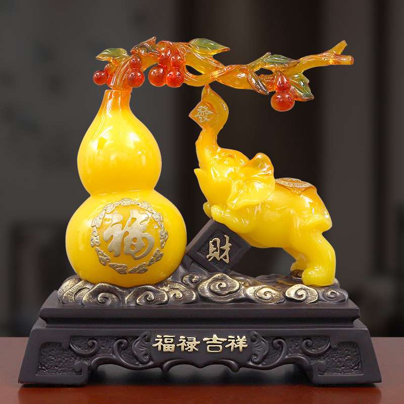 义乌树脂工艺品厂家葫芦大象福禄吉祥客厅鱼缸玄关书桌装饰品摆件