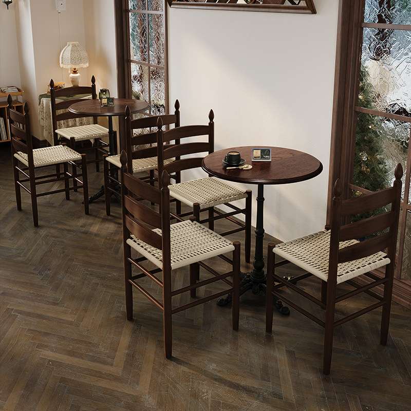 复古咖啡厅桌椅组合实木奶茶咖啡店桌子商用西餐厅甜品烘焙店餐桌