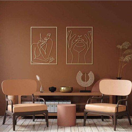 GOLD FEMALE WALL DECOR 金色女性亚克力墙装饰画简约线条艺术画