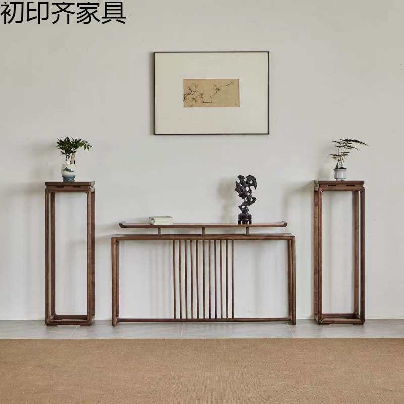 老榆木实木花架禅意仿古中式简约移动置物架客厅家用阳台落地盆景