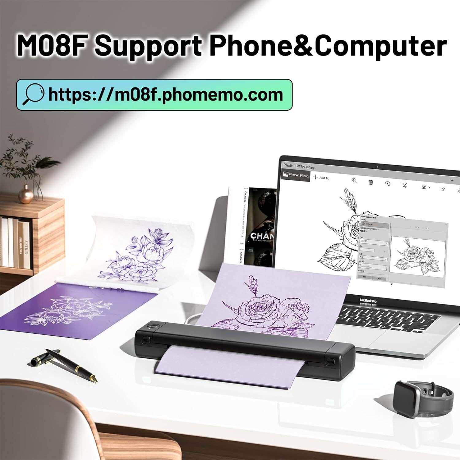 Phomemo 跨境便携迷你打印机错题热敏打印机办公打印纹身A4打印机