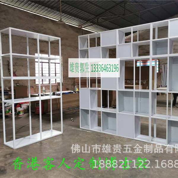 美式复古铁艺实木做旧书架隔板实木置物架复古落地储物架 博古架