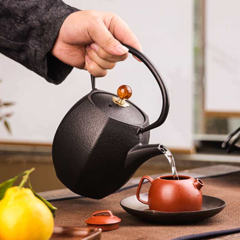 典工堂铁壶无涂层南部铸铁壶六方来财生铁壶烧水壶家用茶具煮茶壶