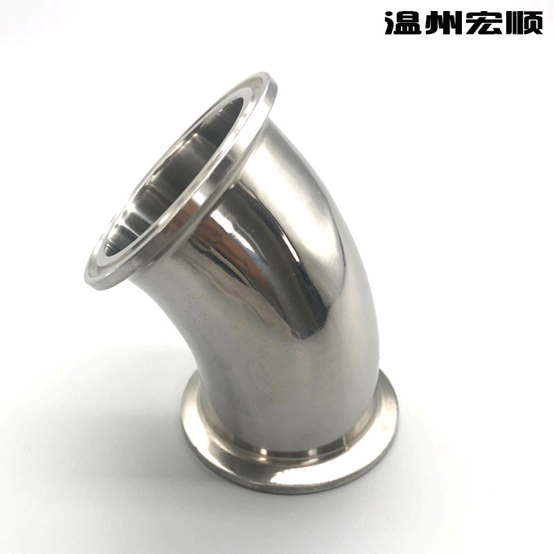 304不锈钢45快装弯头 卫生级卡箍式卡盘弯头135度抛光亮面快接 - 实物图