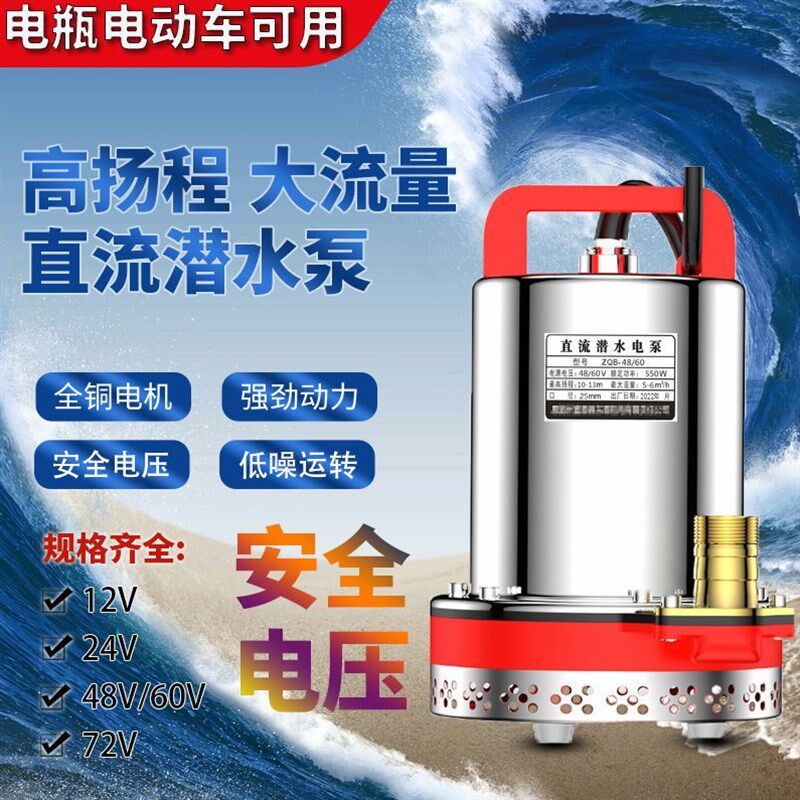 德国进口日本进口电动车水泵48V60V72V124直流潜水泵抽水水泵农用