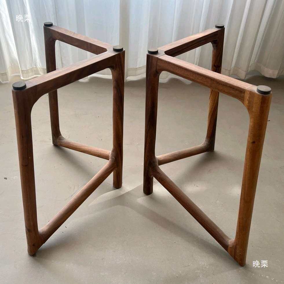 胡桃木大板桌脚架实木桌子支撑架铁艺桌子腿桌面支架原木固定腿脚