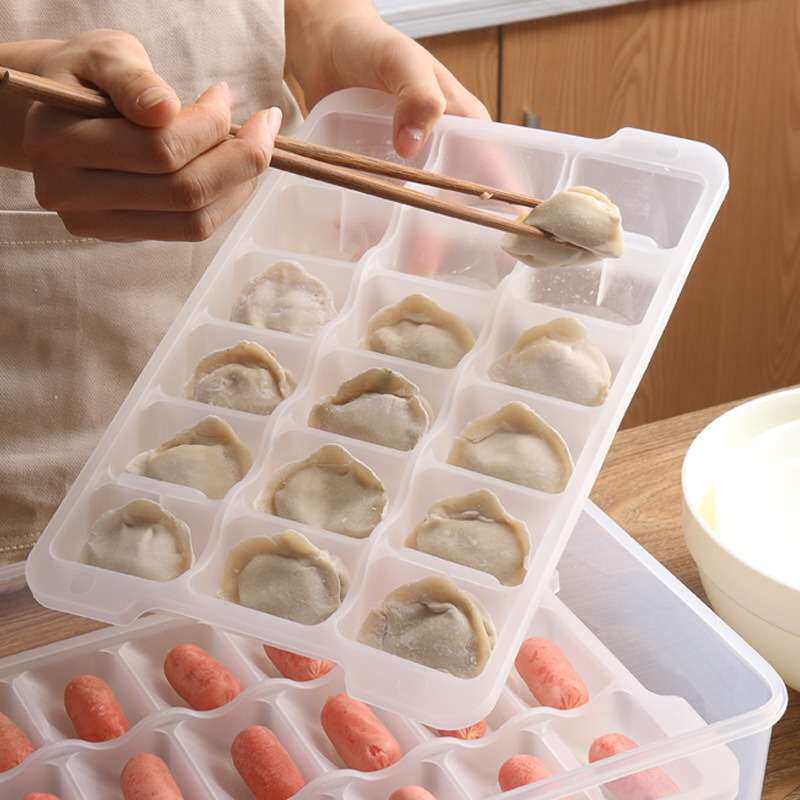 饺子盒4层18格套装分格饺子冰格保鲜馄饨冷冻储物餐盒便当
