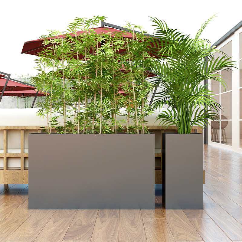 商业街奶茶店户外花箱 简约公司绿植室内花槽 市政长方形隔断花坛