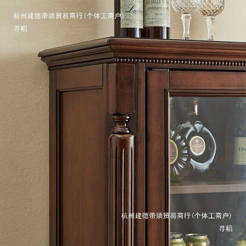 美式木酒柜玻璃装饰柜展示柜欧式单门红酒柜靠墙客厅简约小酒柜