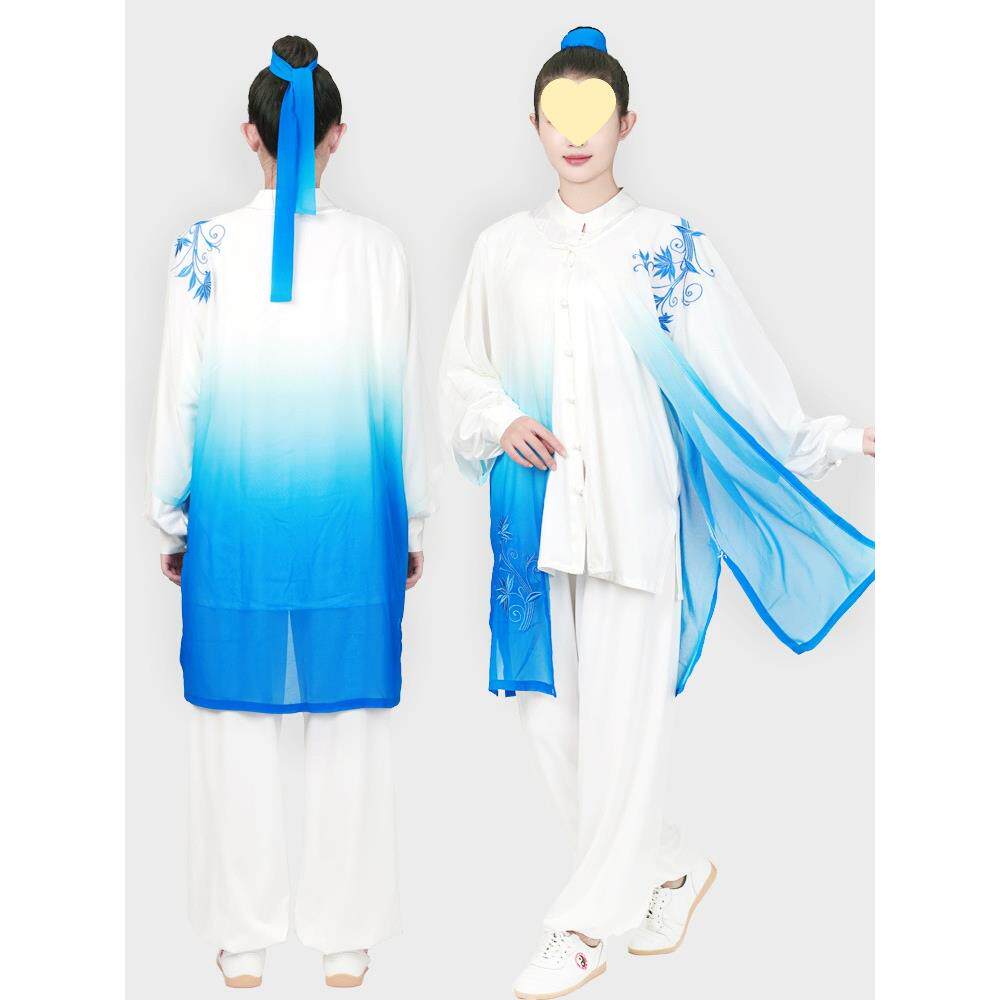 太极服新款披沙女变色刺绣披风武术太极拳比赛演出服男外搭披肩