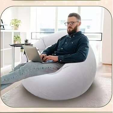 跨境懒人沙发户外露营inflatable sofa植绒充气沙发单人充气椅