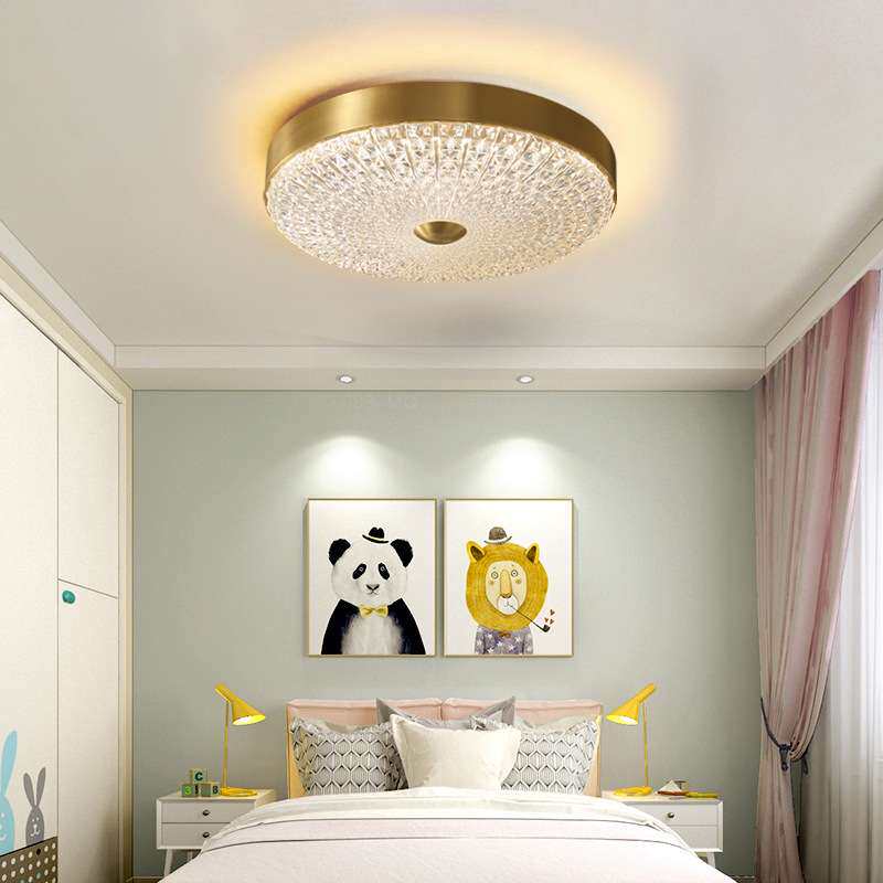 全铜LED吸顶灯现代圆形卧室灯简约纯铜餐厅过道阳台灯具 全屋