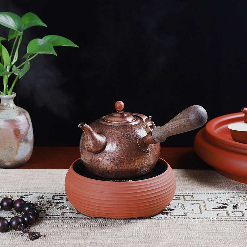 若容茶艺纯紫铜加厚纯手工铜壶煮茶侧把复古纯铜壶铜壶烧水壶