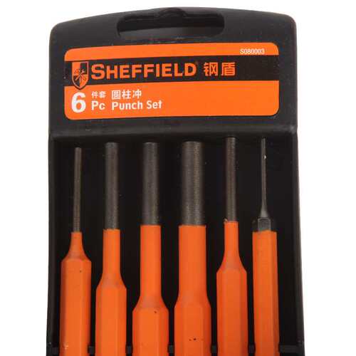 SHEFFIELD/钢盾 S080003 6件套圆柱冲圆锥组合套装圆柱凿子