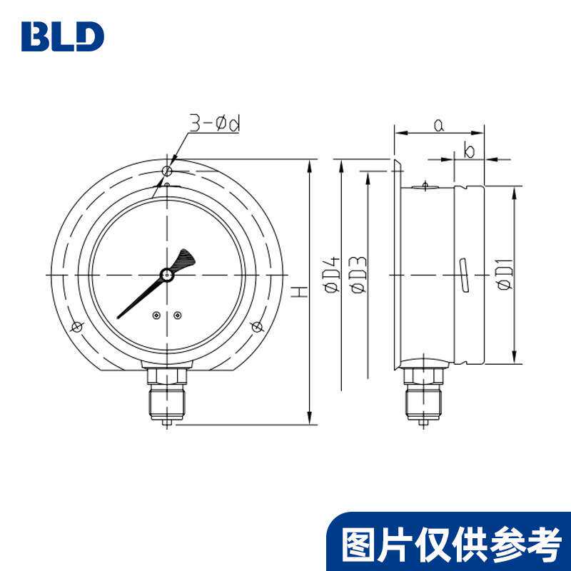 布莱迪船用压力表TCY-100 0~4MPa 1.6级 M20x1.5 径向后带边
