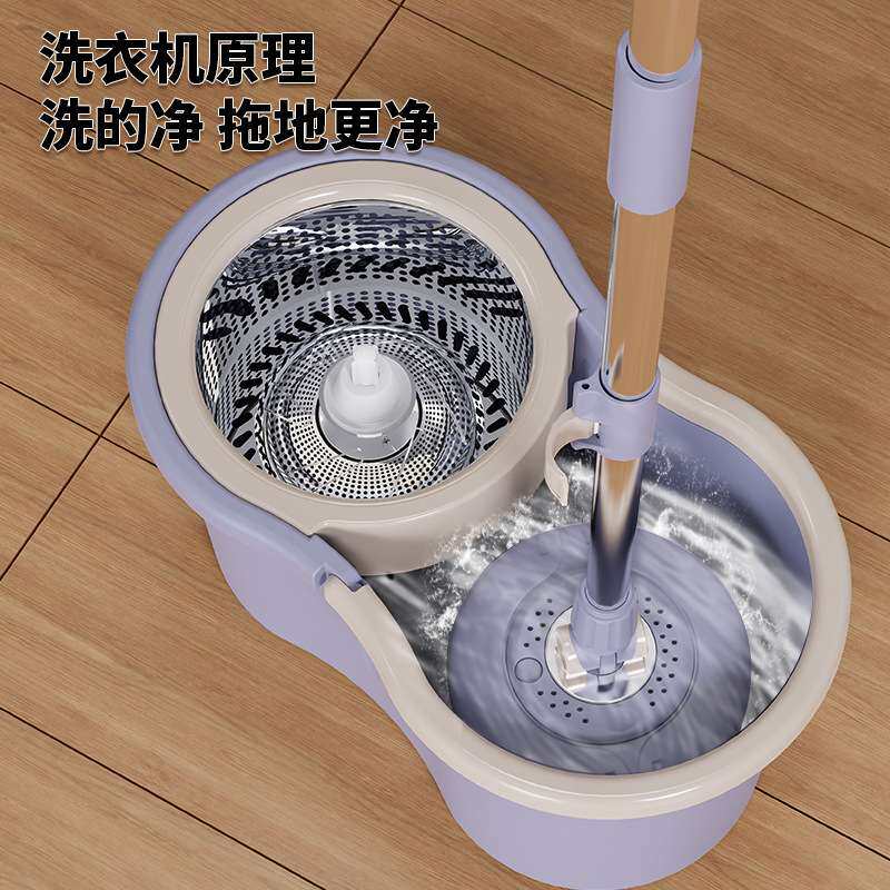家用旋转式拖把免手洗双驱拖把自动甩干脱水超细纤维拖把源头厂家