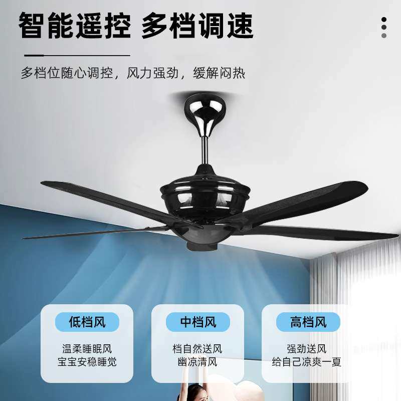 亚马逊跨境货源吊顶电风扇带灯美式工业风吊扇灯客厅餐厅风扇灯