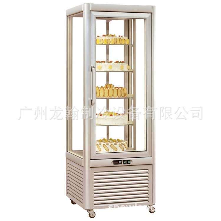 新款立式蛋糕保鲜柜旋转蛋糕保鲜柜四面玻璃冷藏柜