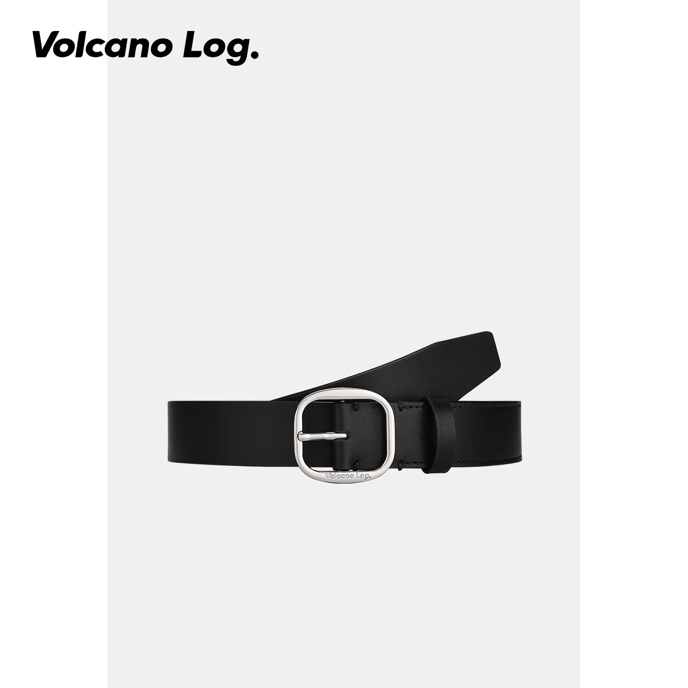 volcano火山日志黑色银扣百搭腰带时尚小众时髦女士宽腰带休闲潮