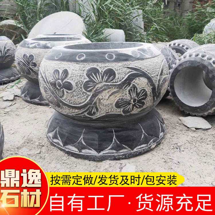仿古柱基石 青石石雕柱顶石 古建筑柱墩雕刻柱础石 石雕装饰摆件