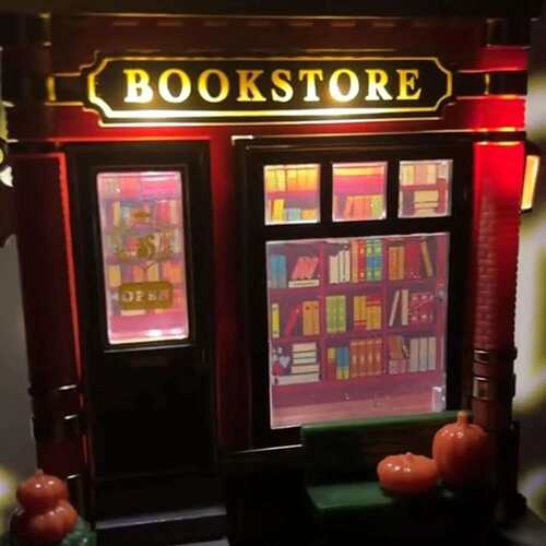 Micro Night Light Bookstore微夜灯书店万圣节树脂工艺品摆件
